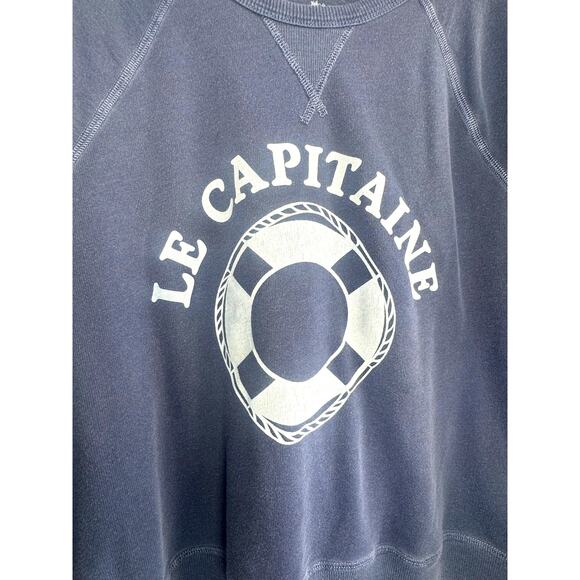 J.Crew Le Capitaine Nautical Graphic Sweatshirt XL Blue Crewneck - Picture 2 of 5